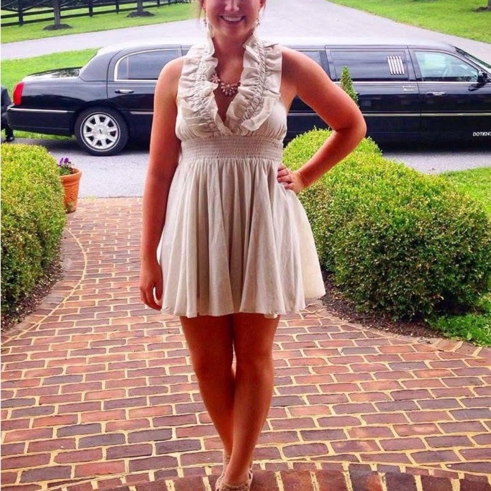 Chic Cream Ruffled Mini Dress